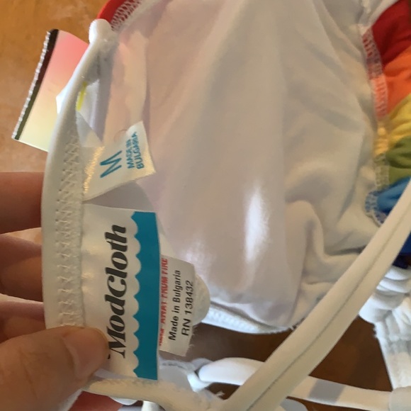 NWOT ModCloth Sara rainbow bikini top - Picture 6 of 8